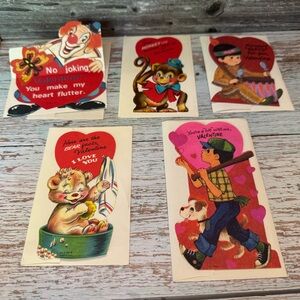 Vintage Valentine Cards Set of 5 with envelopes